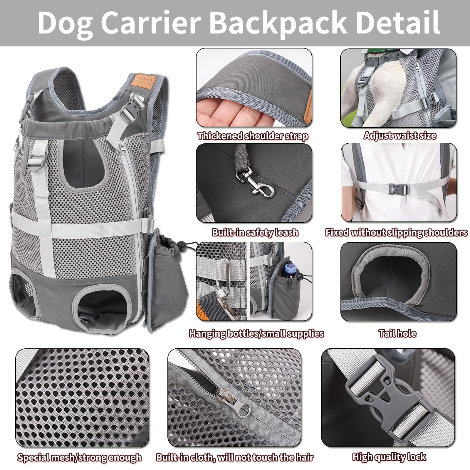 Kodervo front-facing carrier shows head, legs, tail opening for comfort