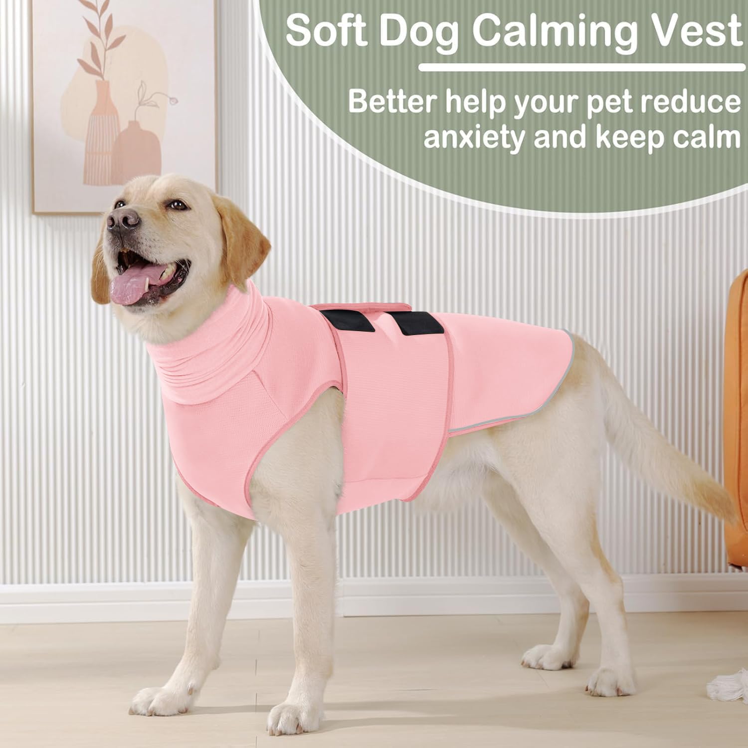KOESON dog calming hoodie pink worn during a walk demonstrates secure snug fit.
