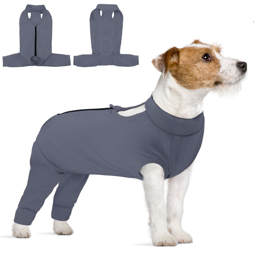 KOESON dog recovery sleeve hind-leg-zipper helps ease post-surgery care and licking prevention.