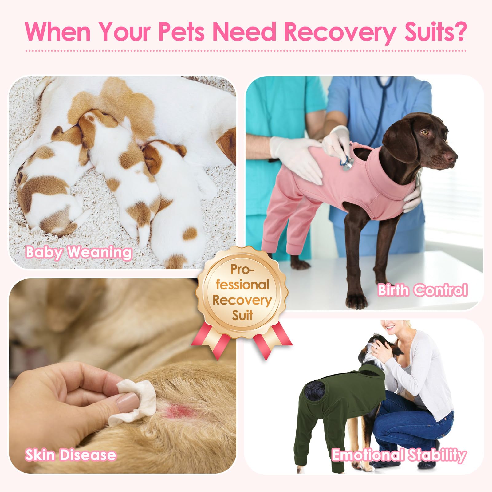 KOESON dog recovery sleeve shedding helps manage shedding areas with easy wear.