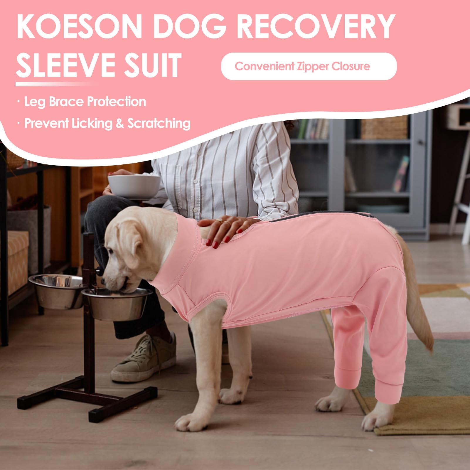 KOESON dog recovery sleeve skin-issues highlights breathable protection for irritated areas.