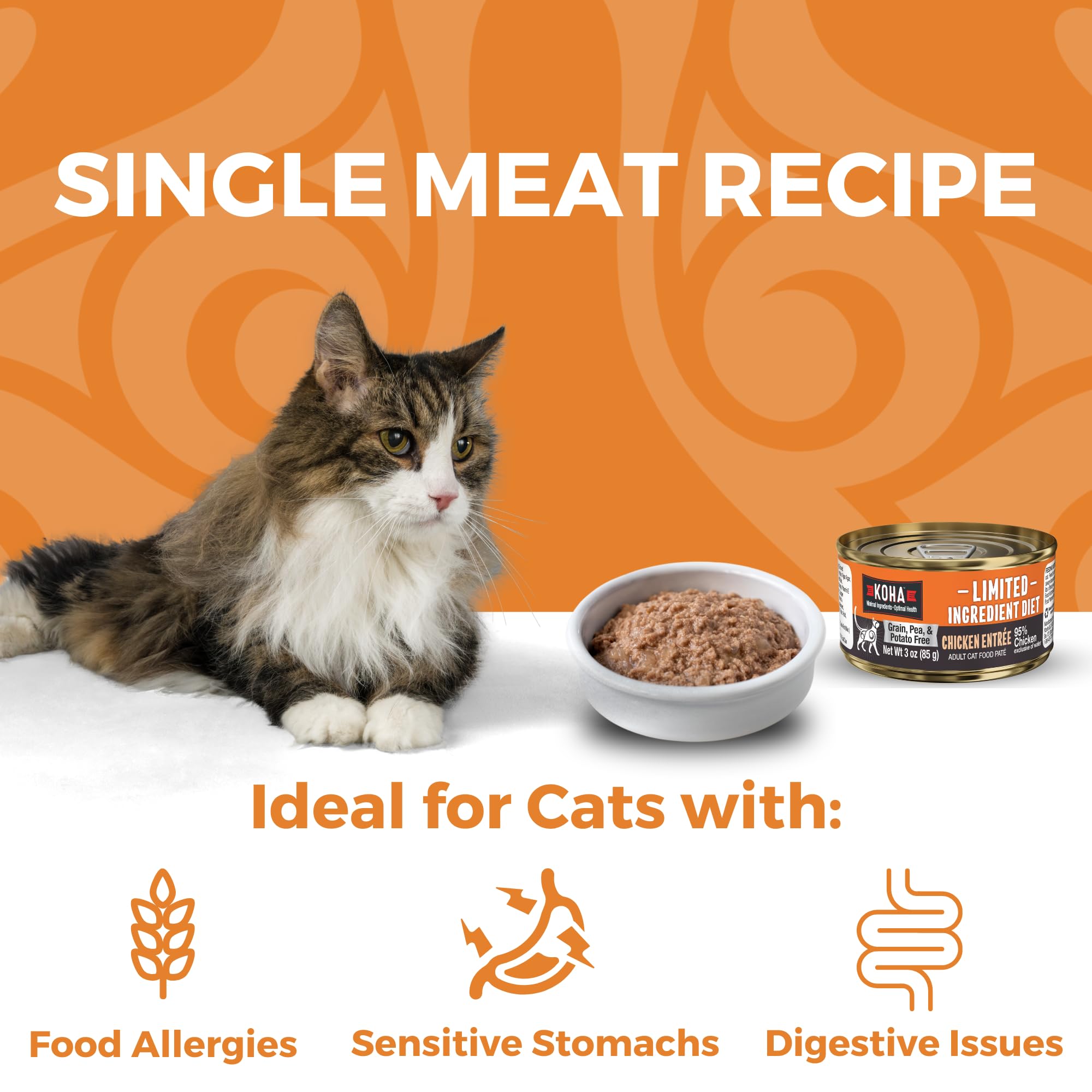 KOHA green mussel ingredient label close-up supporting joint comfort in cats.