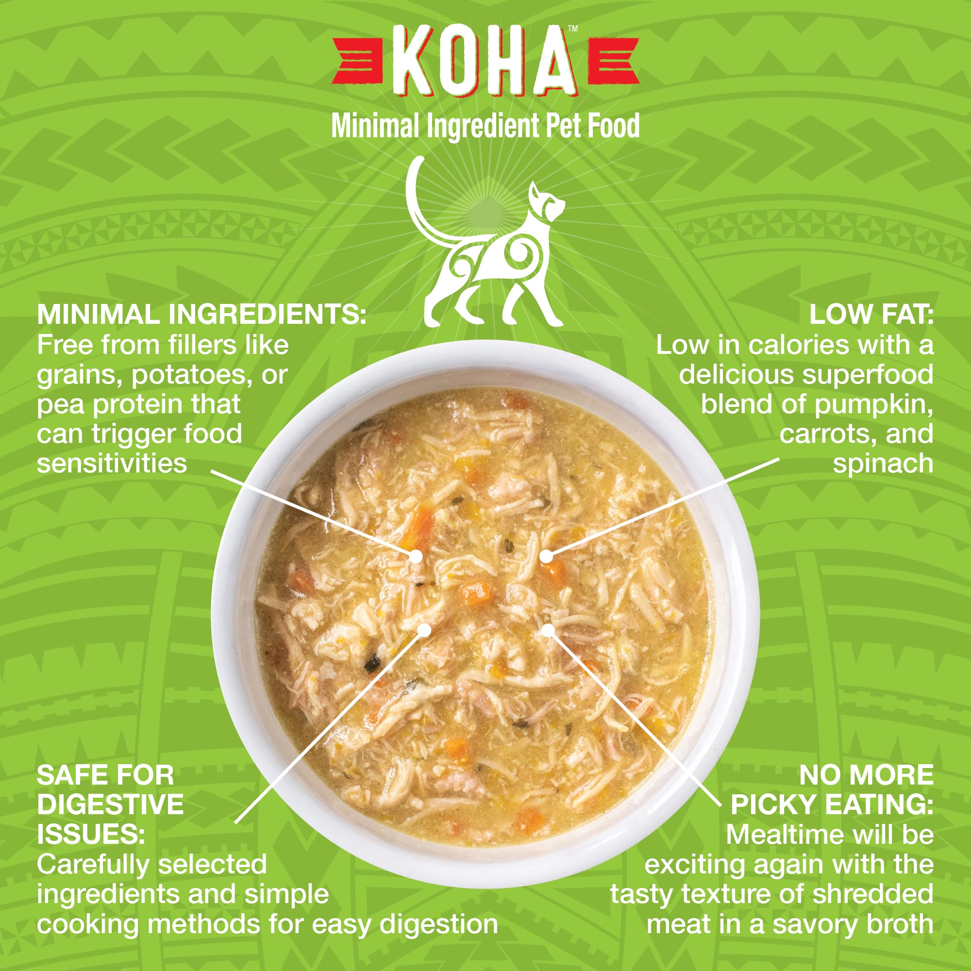 KOHA Pure Shreds shredded meat close-up, easy-to-chew texture for sensitive stomachs