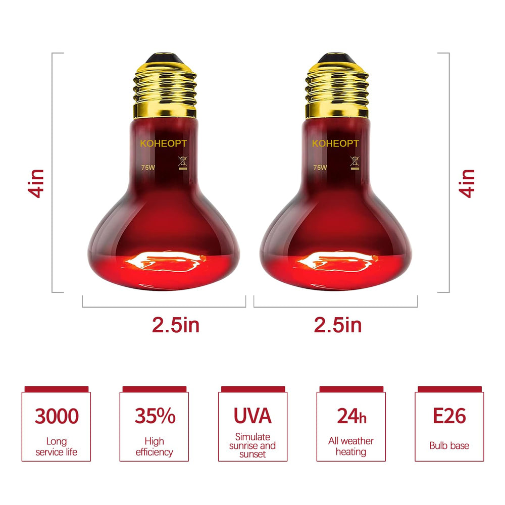 KOHEOPT bombilla infrarroja 75W para reptiles, confort nocturno sin perturbaciones.