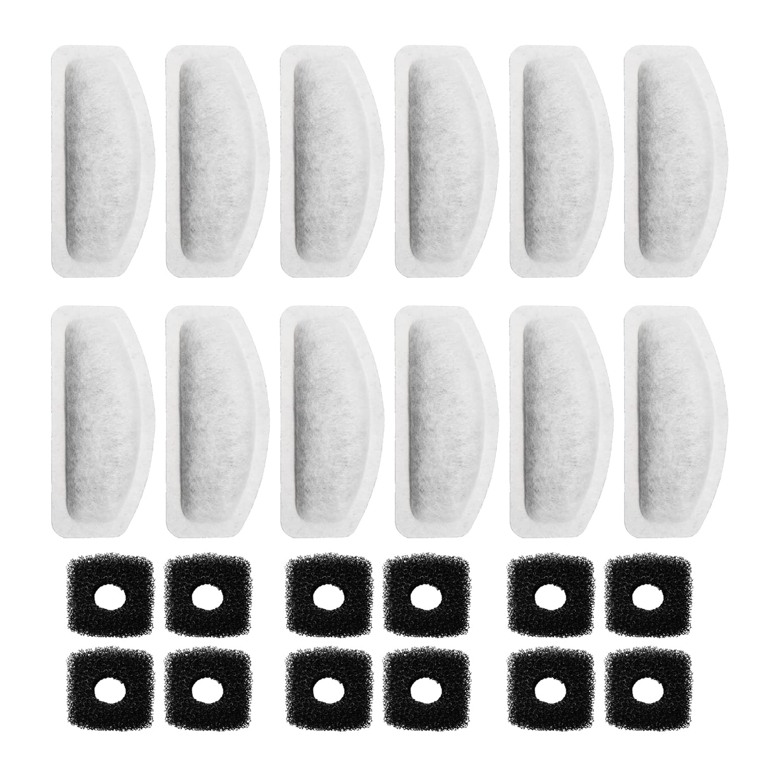 Kohimit cat fountain filter package with 12 filters and 12 sponges keeps pet water clean