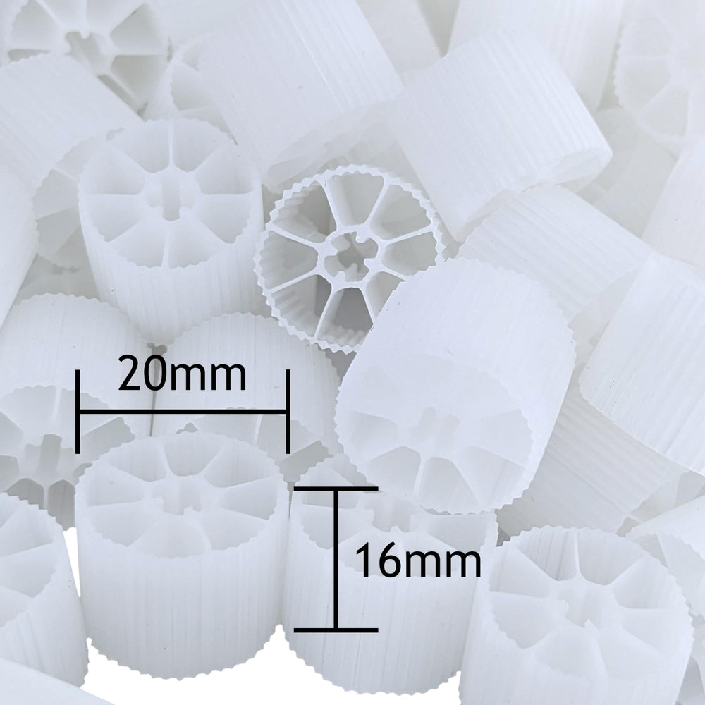 KoiMaster Moving Bed Media in-filter tumble demonstrates self-cleaning action reducing maintenance