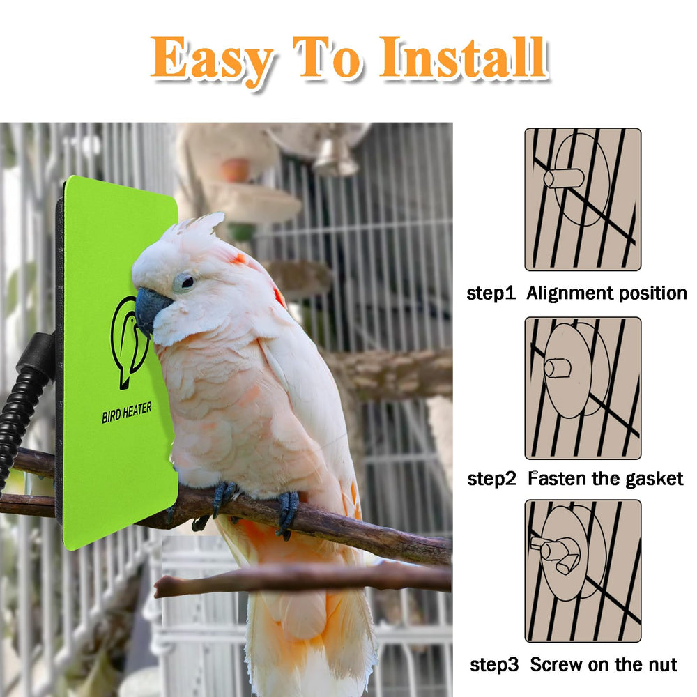 Kokopro bird warmer in a draft-free, comfortable cage.