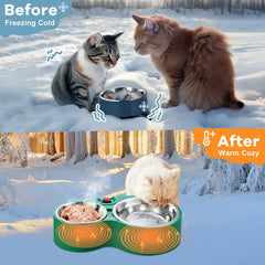 KOKOPRO heated cat bowl thermostat control close-up showing safe heating cut-off.