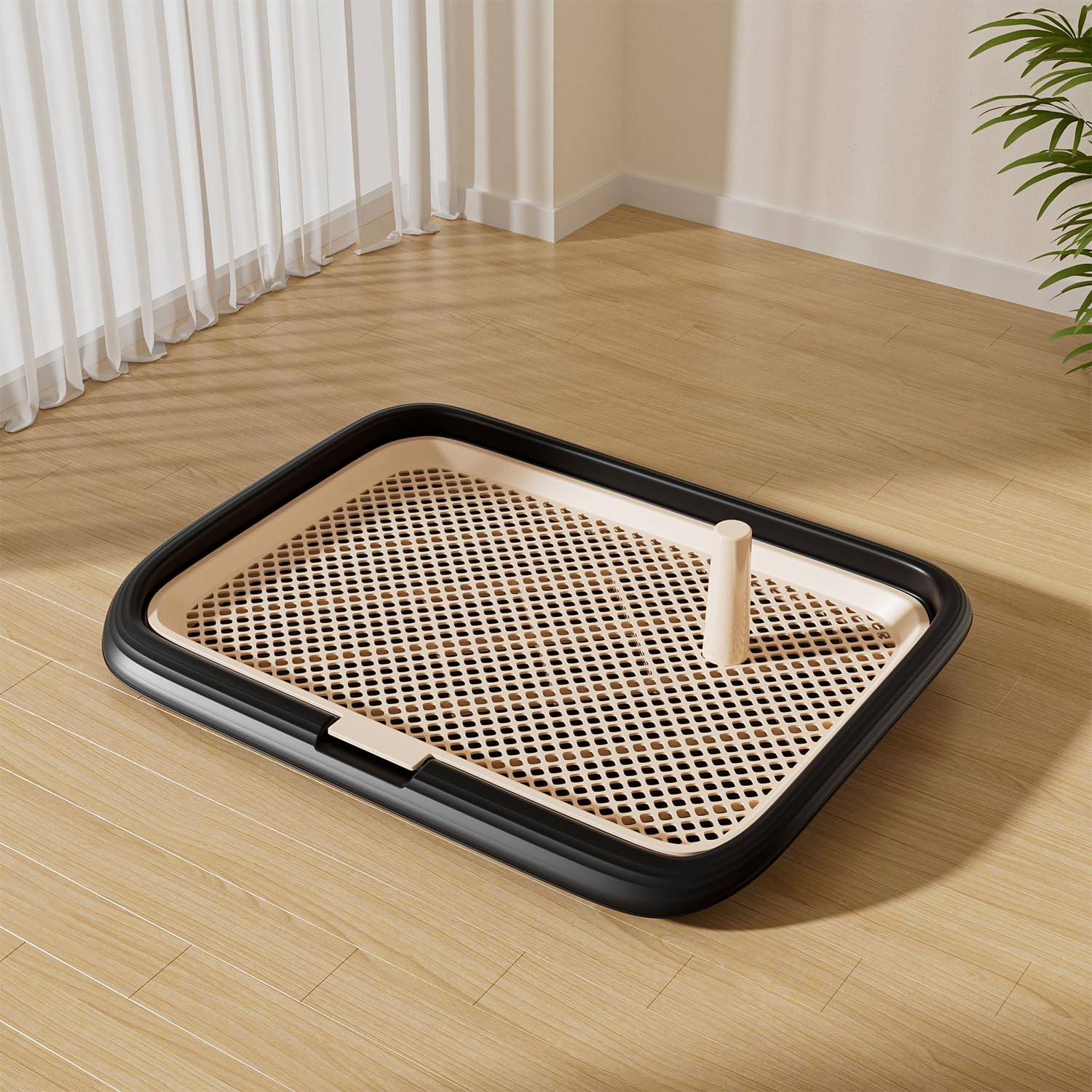 KOLA PANDA dog potty tray gray finish blends with modern homes while keeping training spaces tidy.