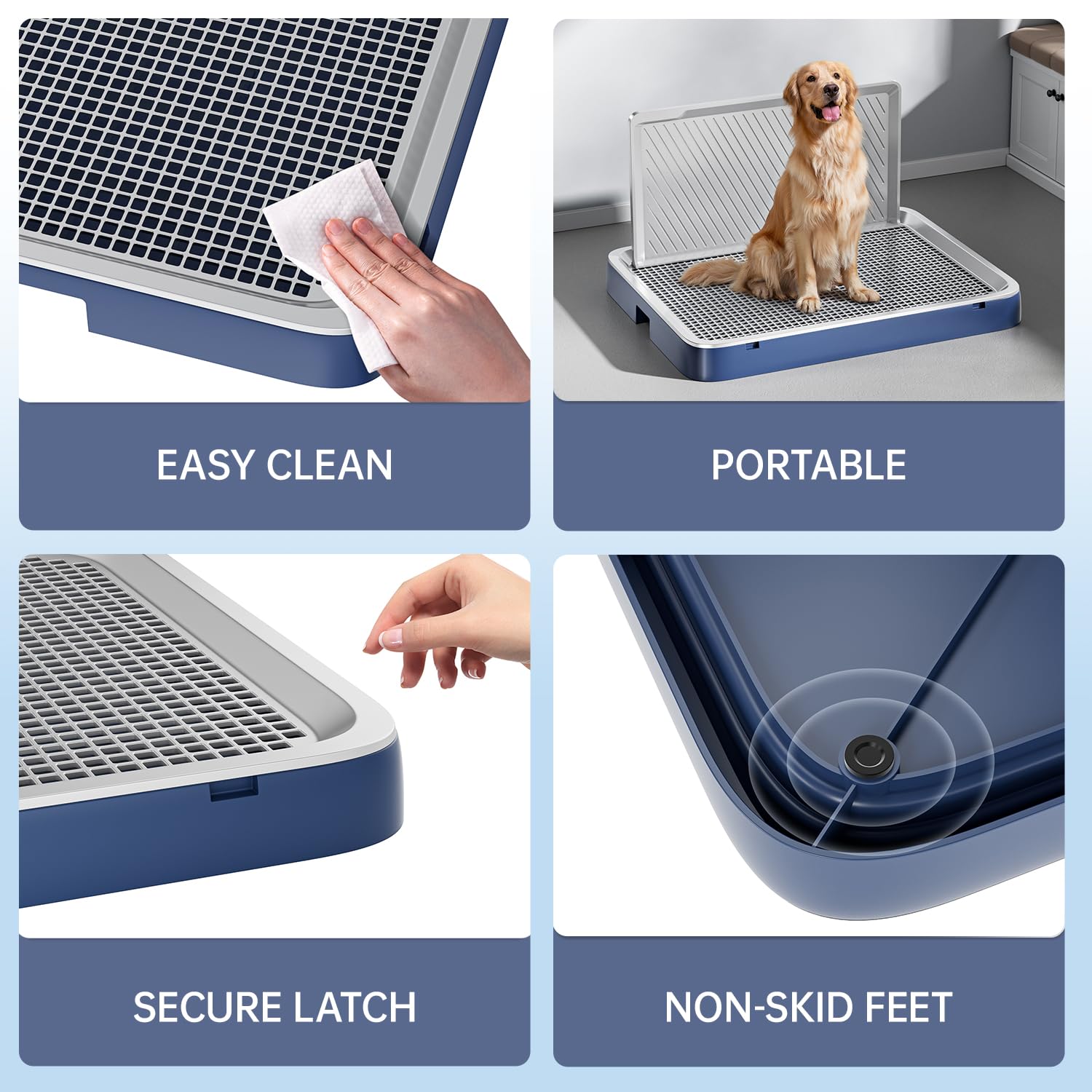 KOLA PANDA indoor potty tray blue in home setting supports apartment use