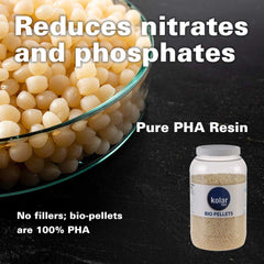 Kolar Labs Metabolix bio-pellets round pellets closeup highlight uniform size for smooth flow.