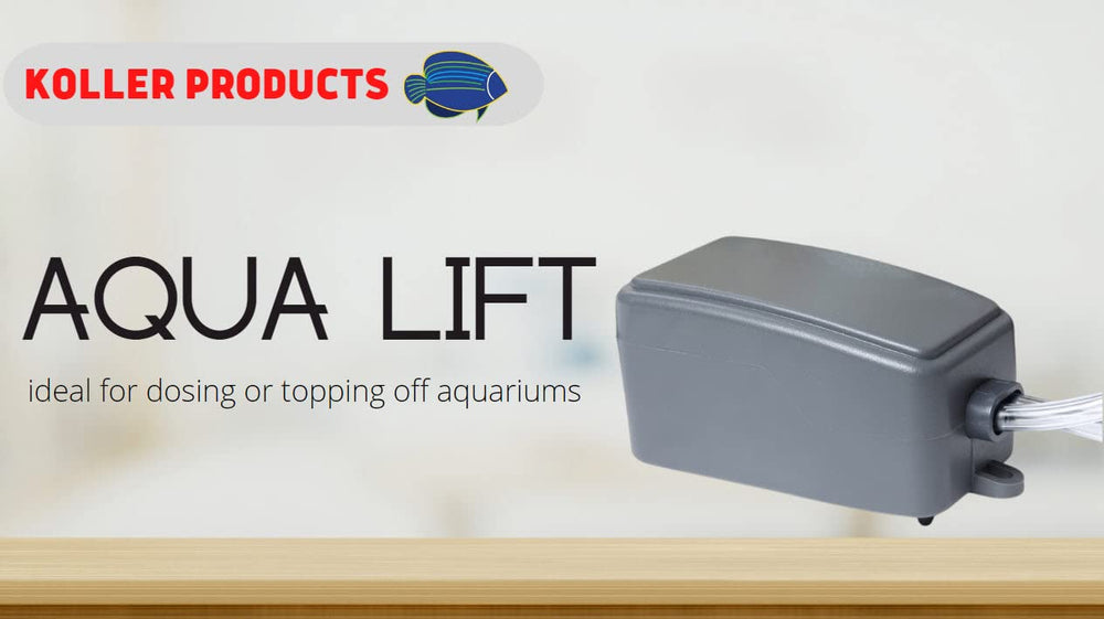 Koller Products Aqua Lift dosing reef supplements with steady flow for healthier coral growth.
