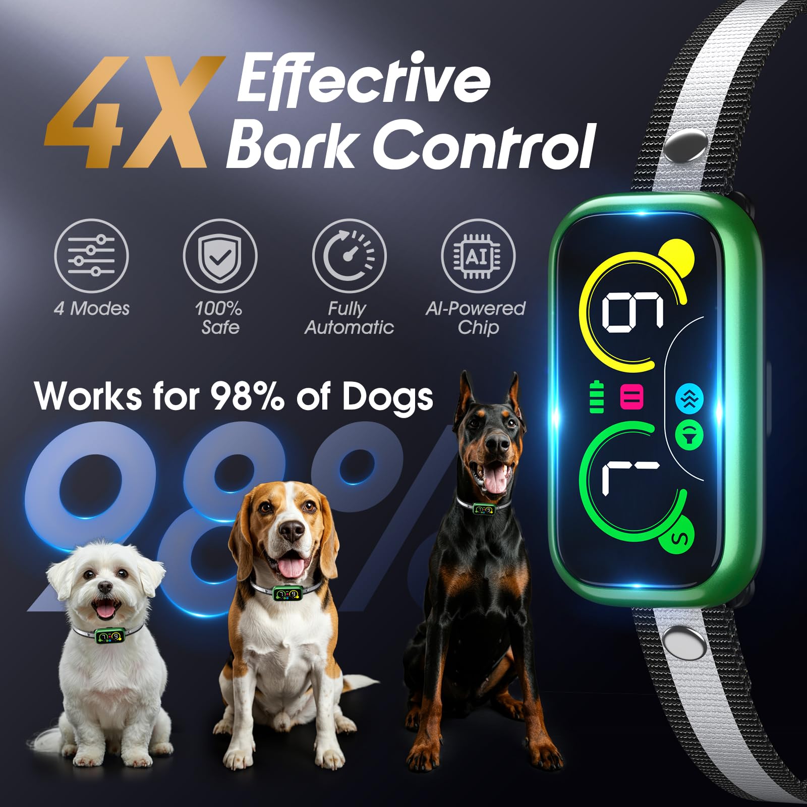 Kollgux Dog Bark Collar Pro close-up showing adjustable strap for a secure fit