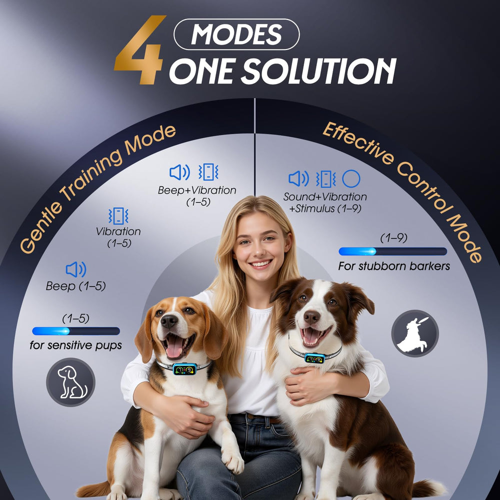 Kollgux Dog Bark Collar Pro four correction modes demonstrated for versatile training