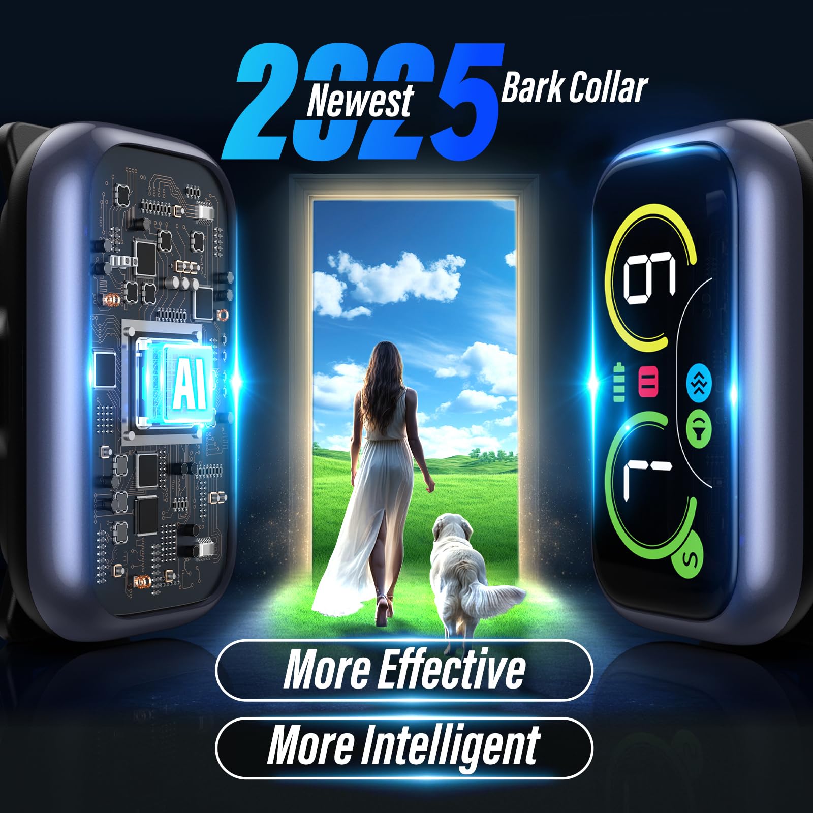 Kollgux dog bark collar side profile highlights compact design for all-day wear.