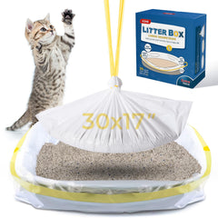 KONE cat litter box liner 30x17 drawstring for easy cleanup.