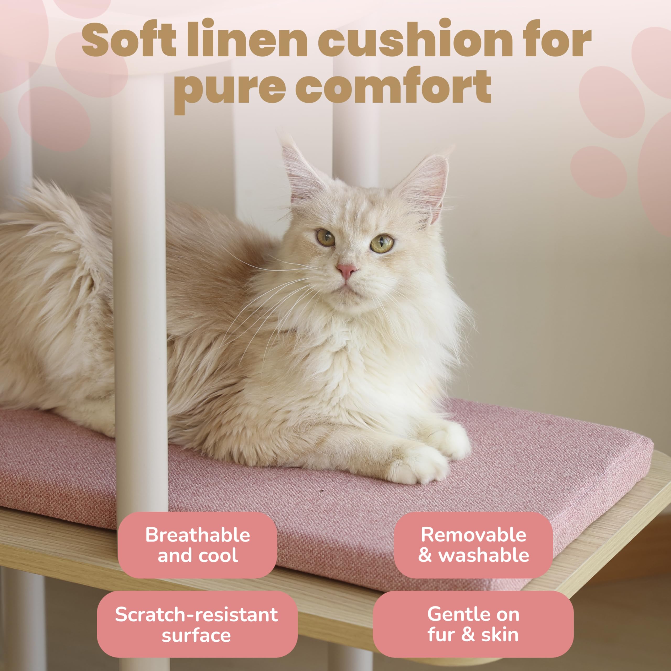 KONELCARE soft linen cushions with removable covers keep lounging cozy and easy to clean.