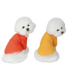 Koneseve breathable cotton dog shirt side view in orange for warm weather walks.