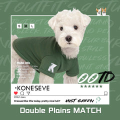 Koneseve mist-green side profile demonstrates flexible fabric for active dogs.