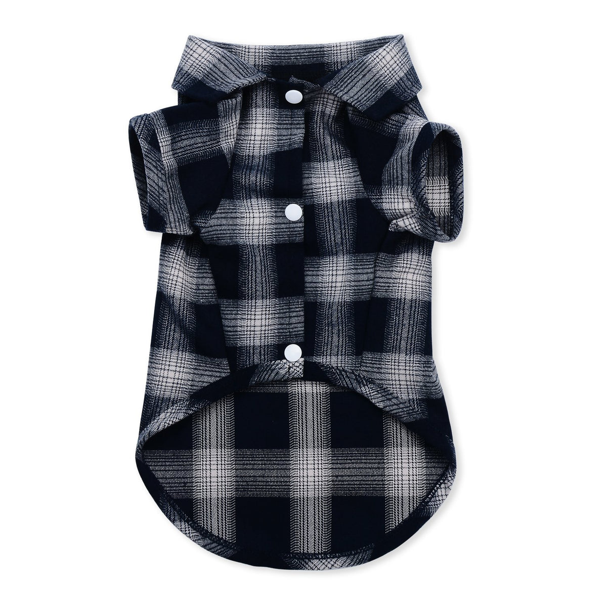 Koneseve dog shirt plaid blue front view keeps pets comfy during walks.