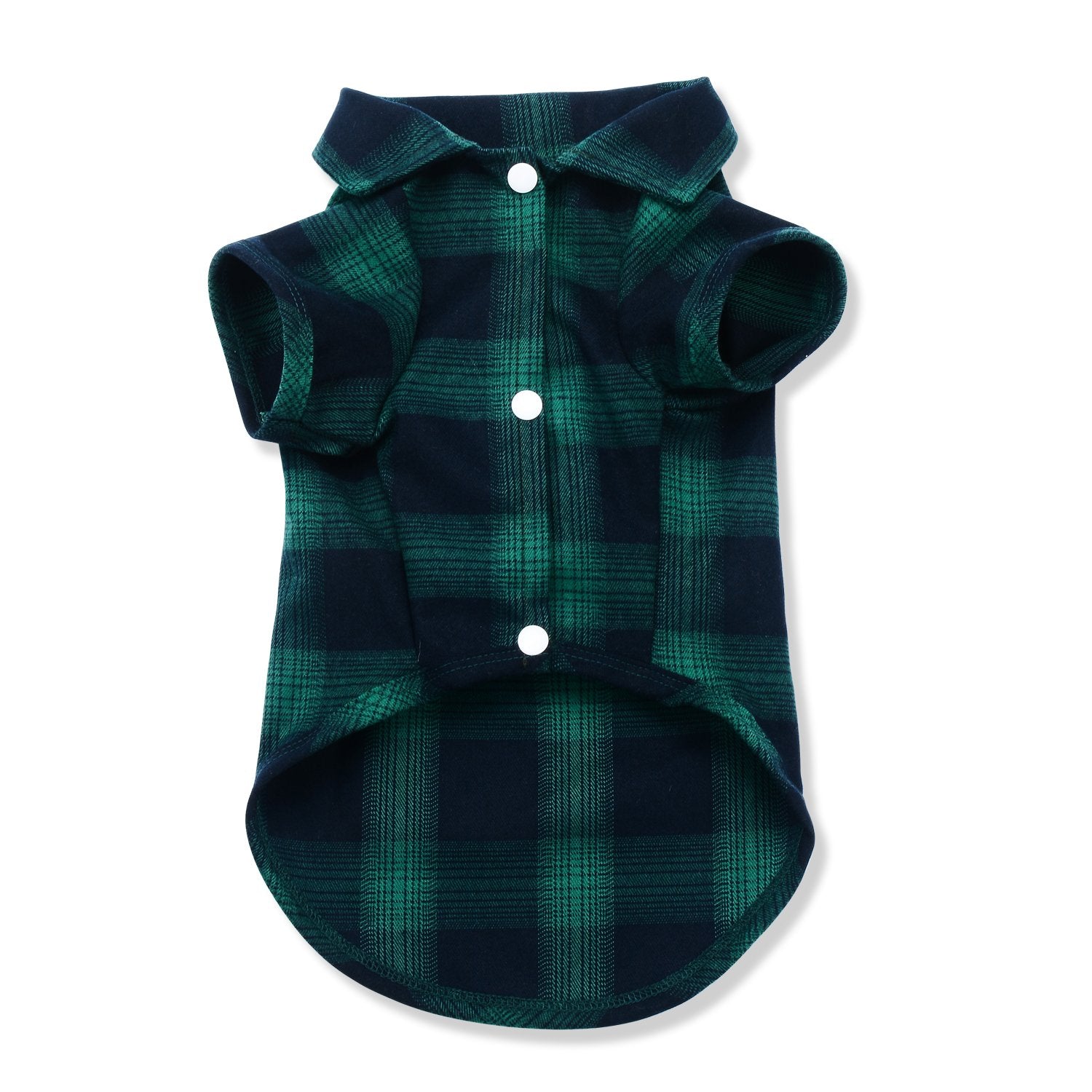 Koneseve dog shirt plaid green front view shows comfortable fit for daily wear