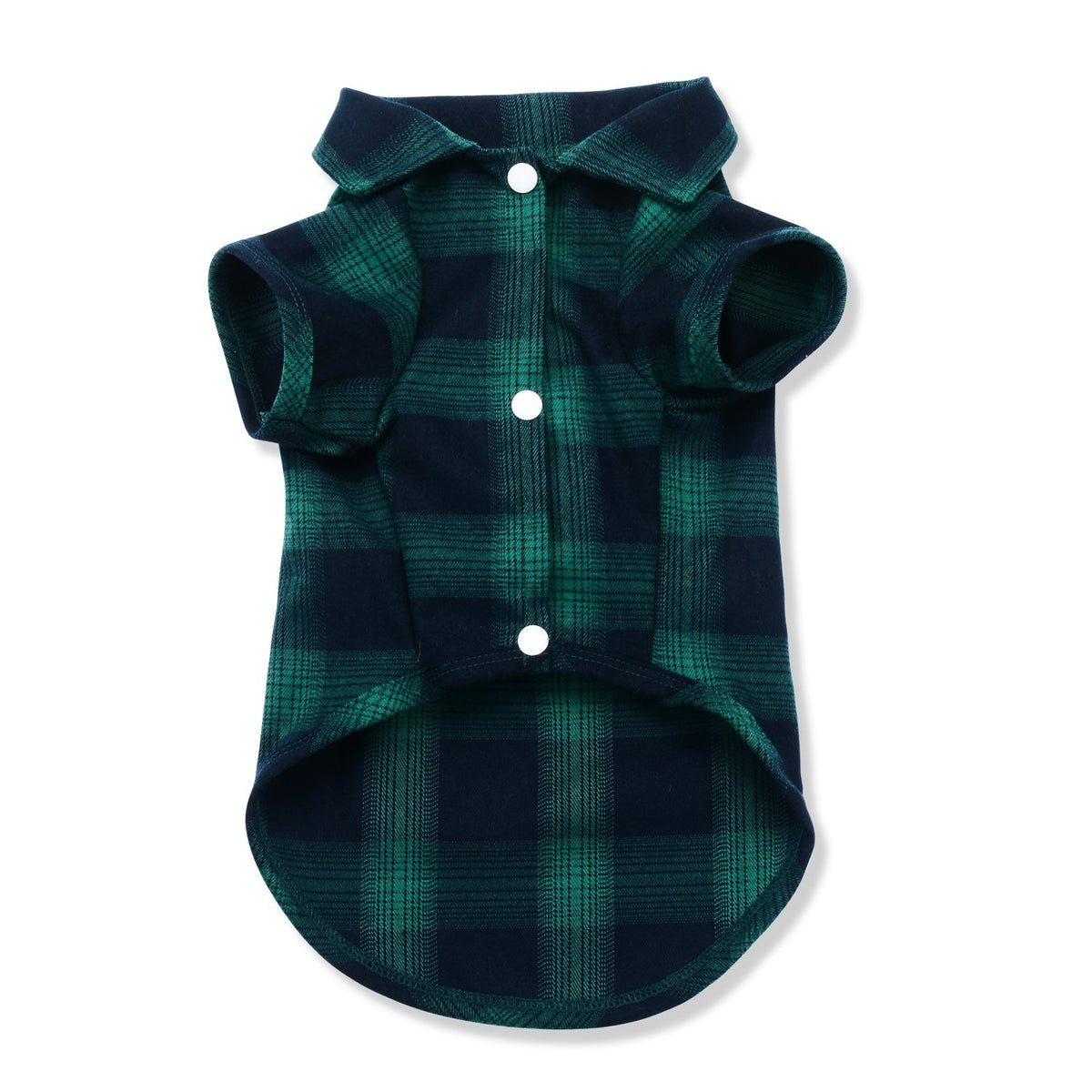 Koneseve dog shirt plaid green front view shows comfortable fit for daily wear