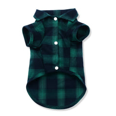 Koneseve dog shirt plaid green front view shows comfortable fit for daily wear