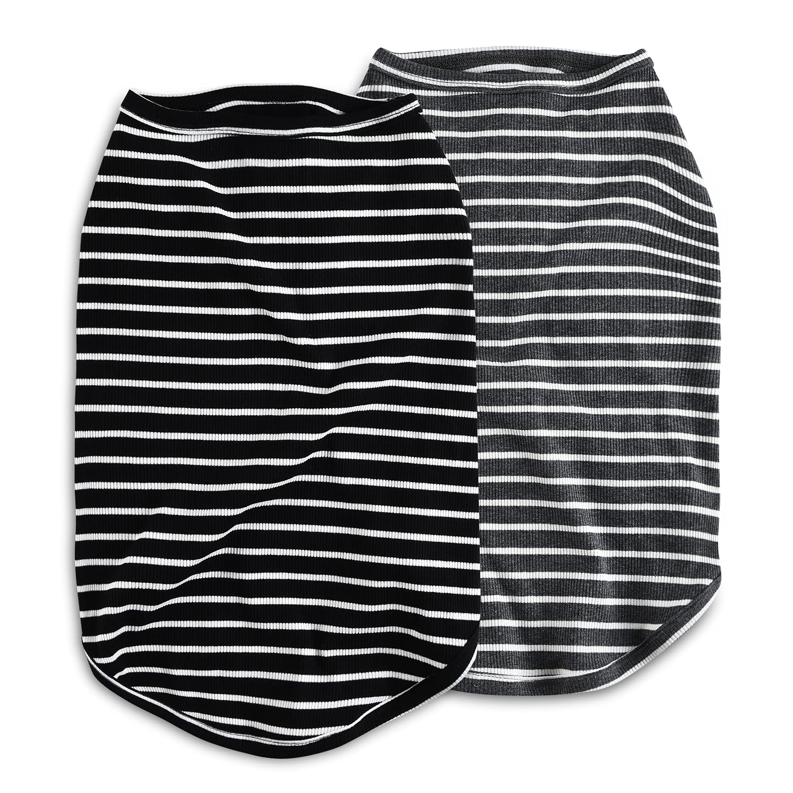 Koneseve dog shirt vest side view shows stripe design and easy pullover fit