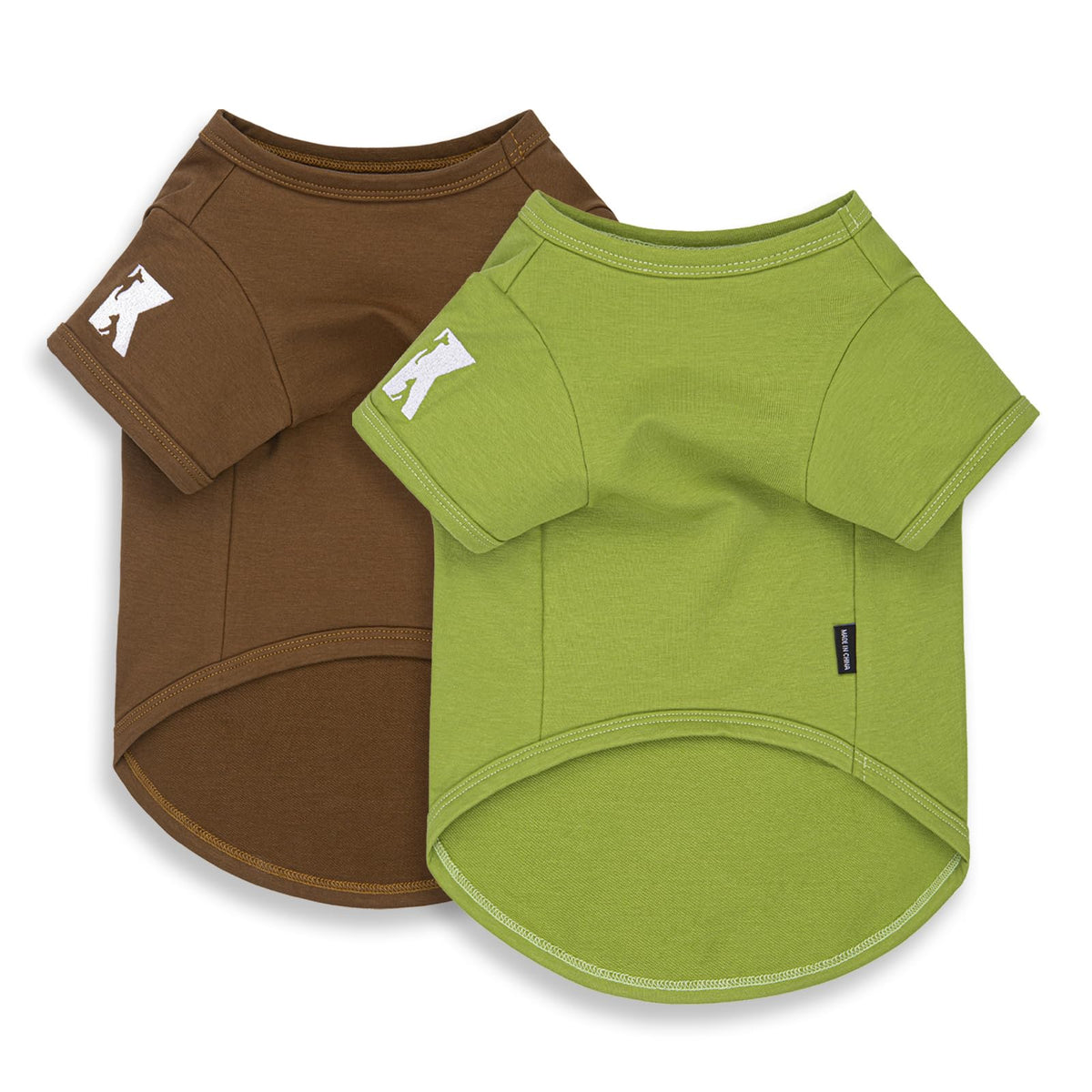 Koneseve dog shirts 2-pack front view shows soft cotton blend for small pets.