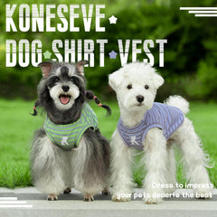 Koneseve dog shirts 2-pack purple-green side view showing fit