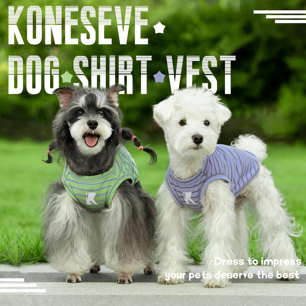 Koneseve dog shirts two-pack side view highlights mobility-friendly fit for active dogs.