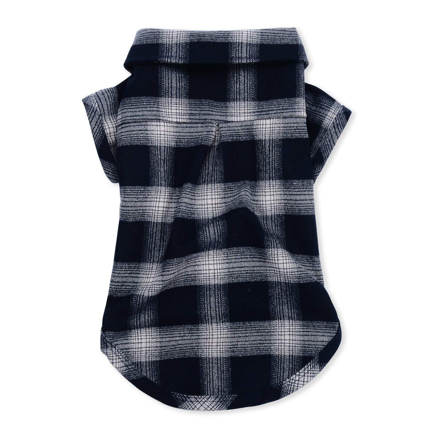 Koneseve pet polo shirt plaid blue collar close-up for stylish cozy wear.