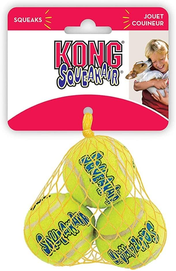 KONG Air Squeakers Tennis Balls X-Small close-up showing durable play-ready design