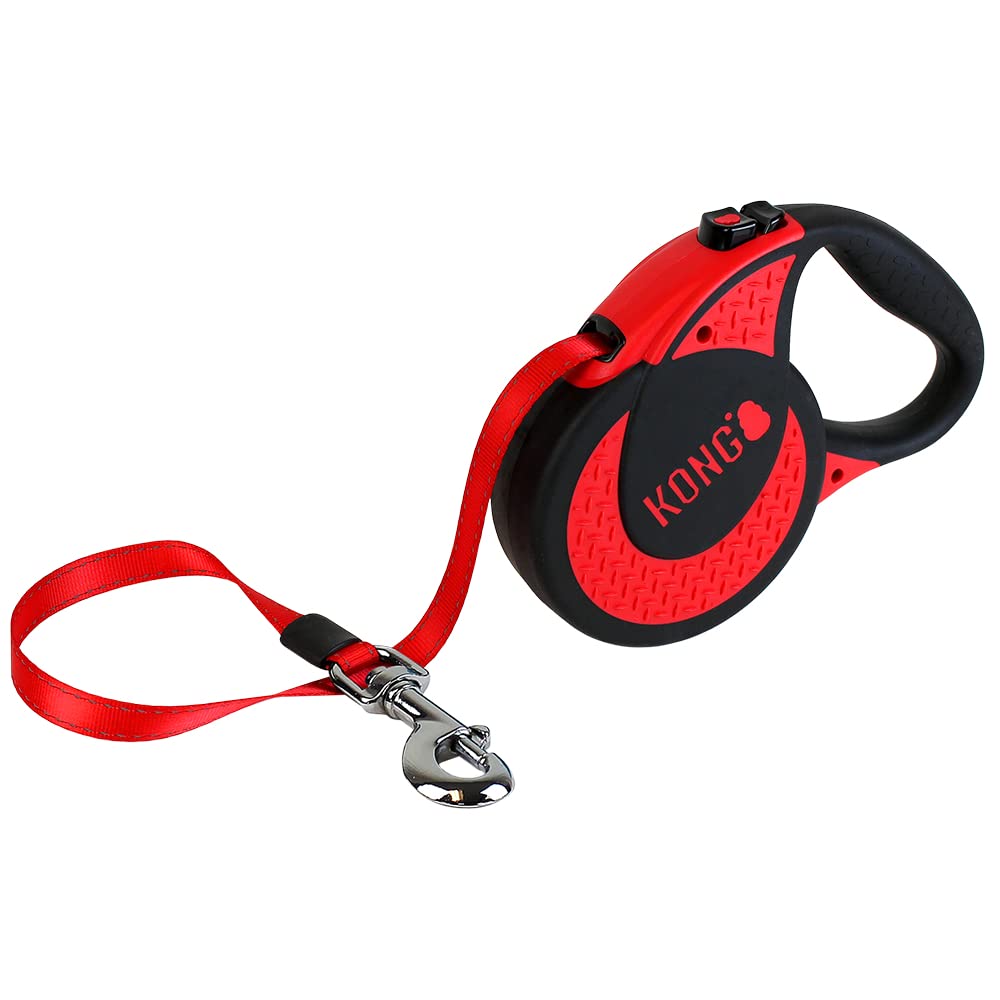 KONG Alcott Ultimate red leash shown in outdoor walk scenario for extended reach