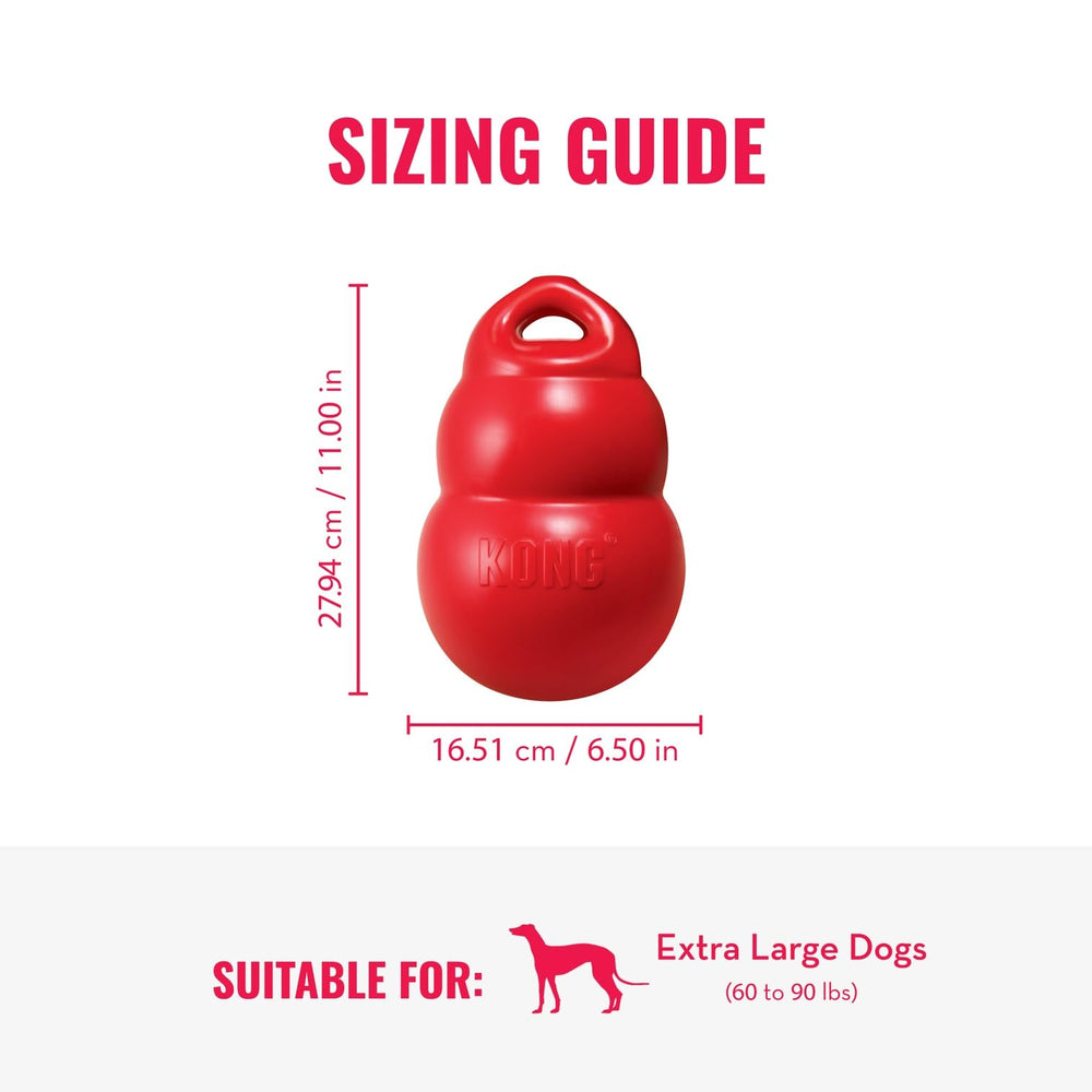 KONG Bounzer X-Large top handle simplifies tossing and tug during play.