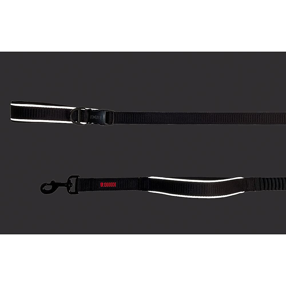 KONG bungee cord leash cushions sudden pulls for smoother, more comfortable strolls.