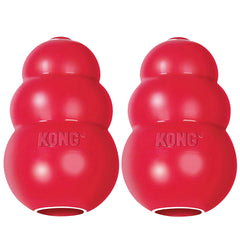 KONG Classic pack-2-red-dog-toy for large dogs promotes fetch and chew enrichment