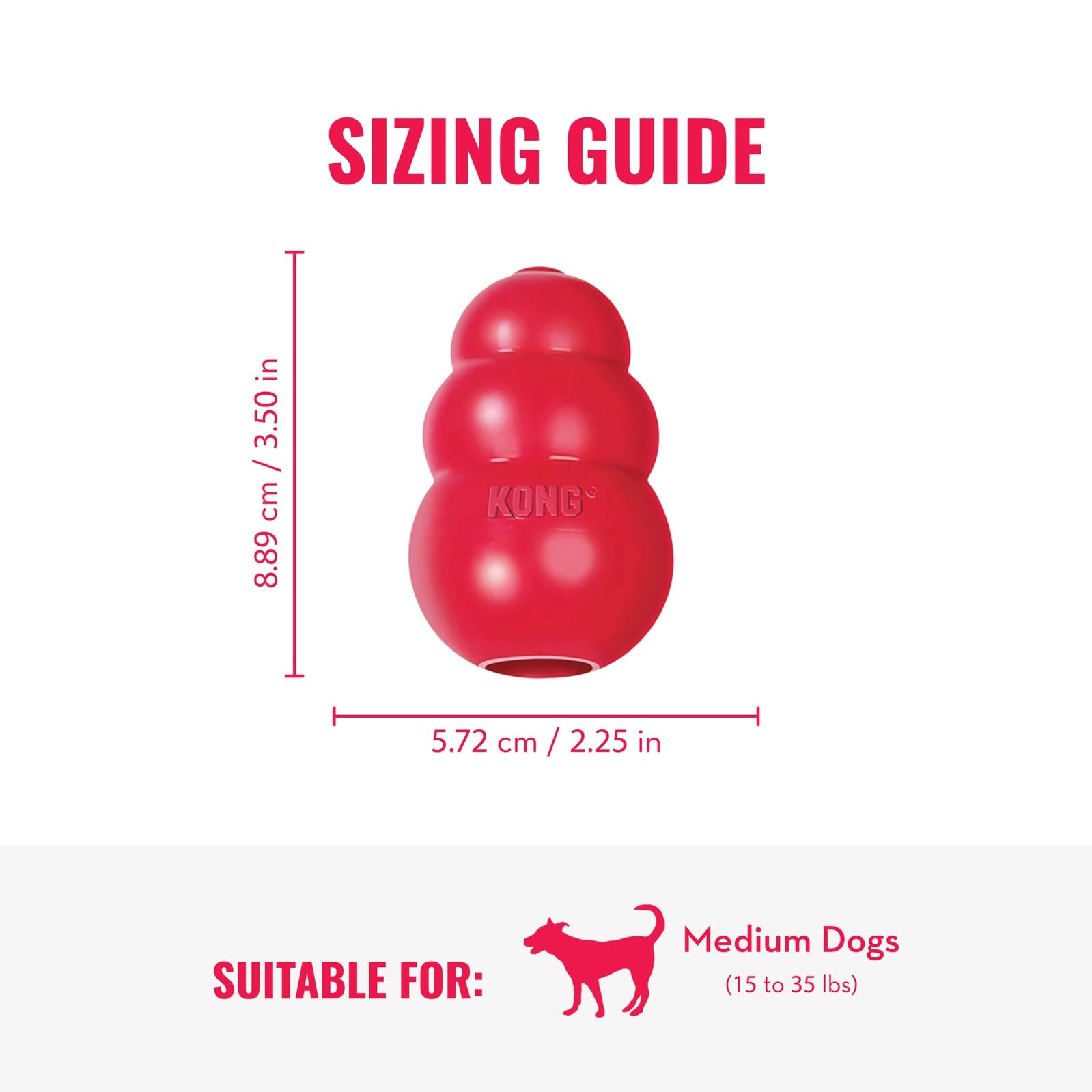 KONG Classic red rubber toy stuffed with treats for extended enrichment