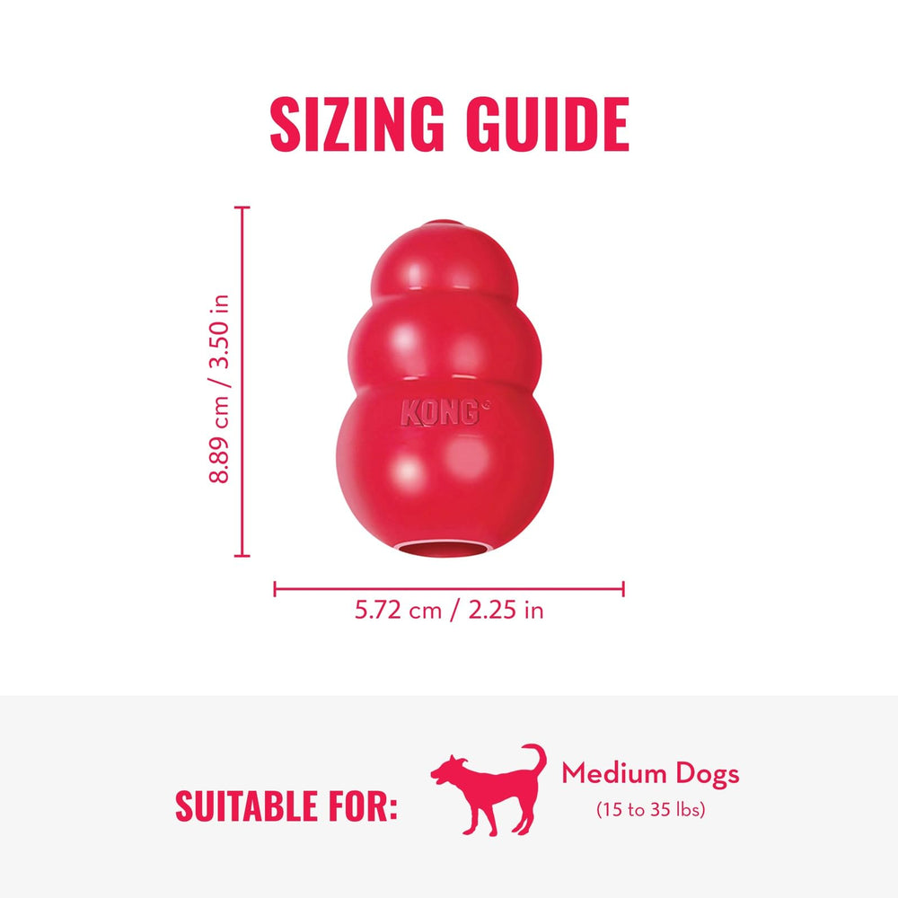 KONG Classic red rubber toy stuffed with treats for extended enrichment