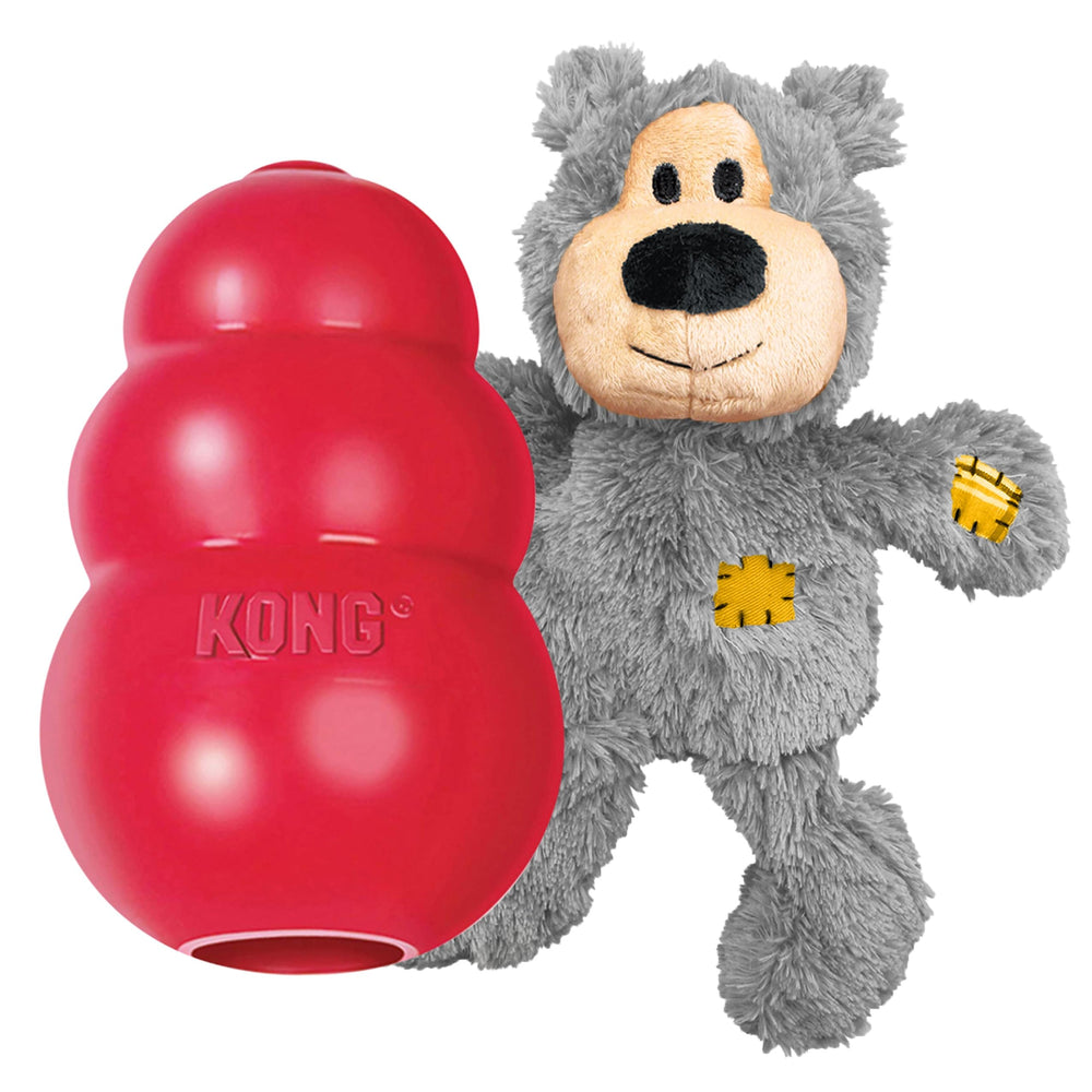 KONG Classic red rubber toy close-up for durable chew and fetch sessions.