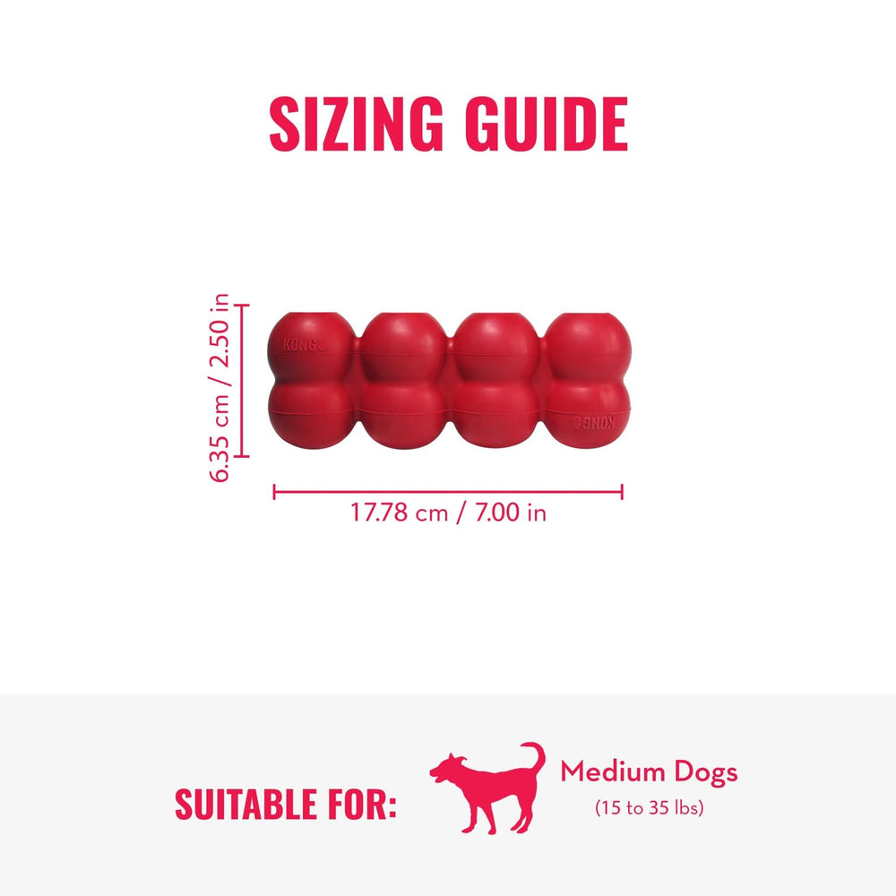 KONG Classic rubber construction demonstrates durable material built to withstand vigorous chewers.