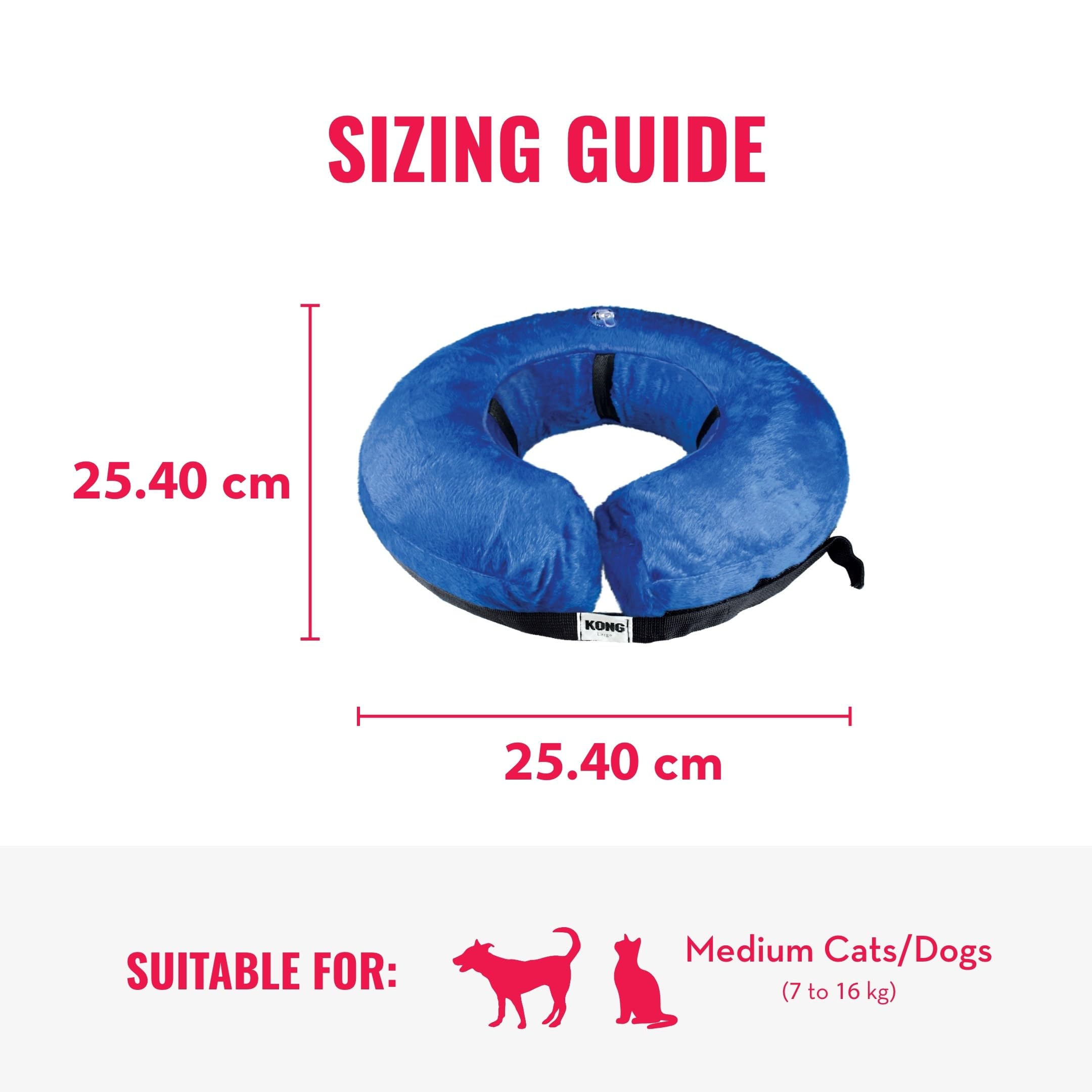 KONG Cloud Collar dog wearing model shows unobstructed vision and eating.