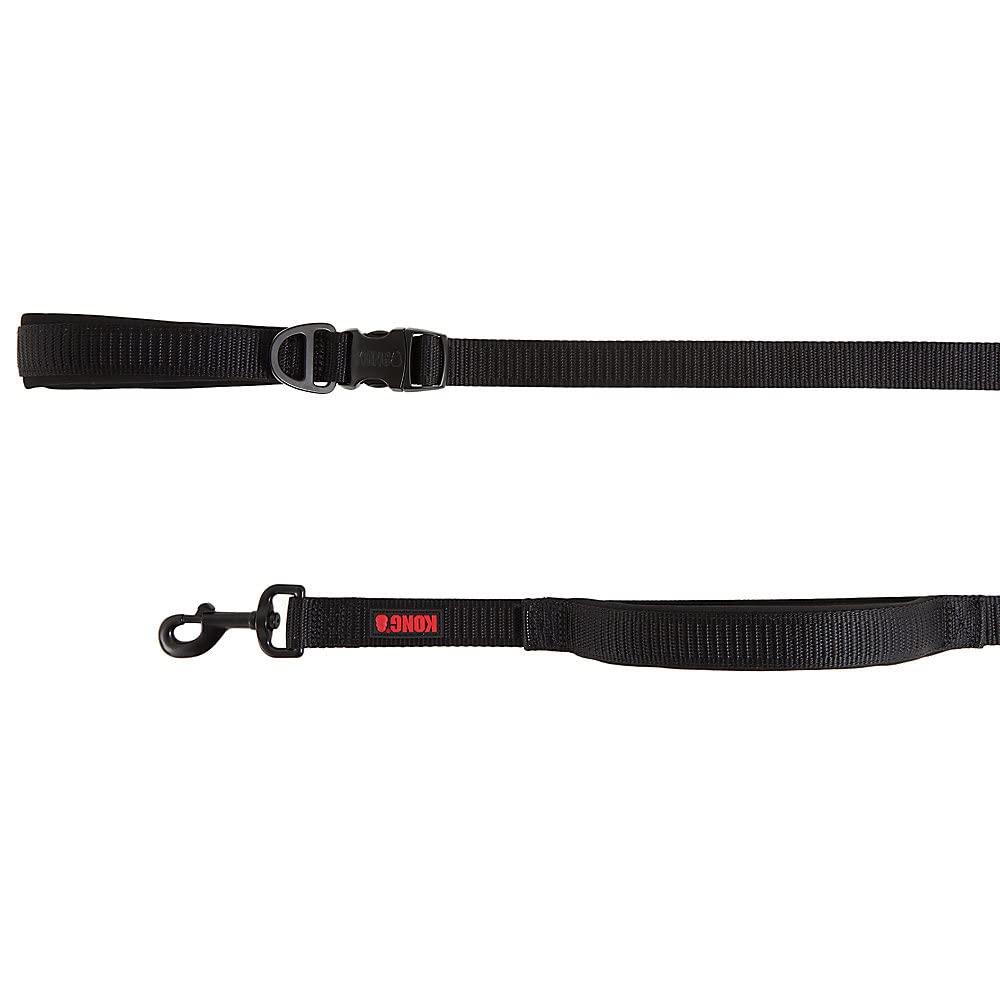 KONG Comfort ultra-durable traffic-padded-handle leash 6ft black for controlled walks in crowds.