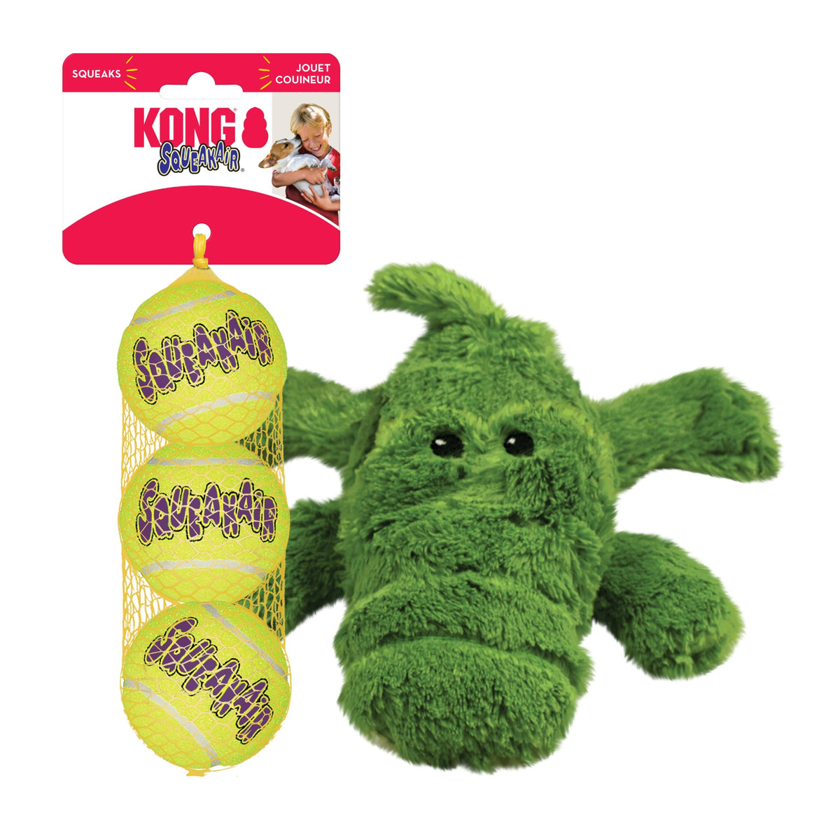 KONG Cozie Ali Alligator soft toy closeup for cozy indoor snuggles.