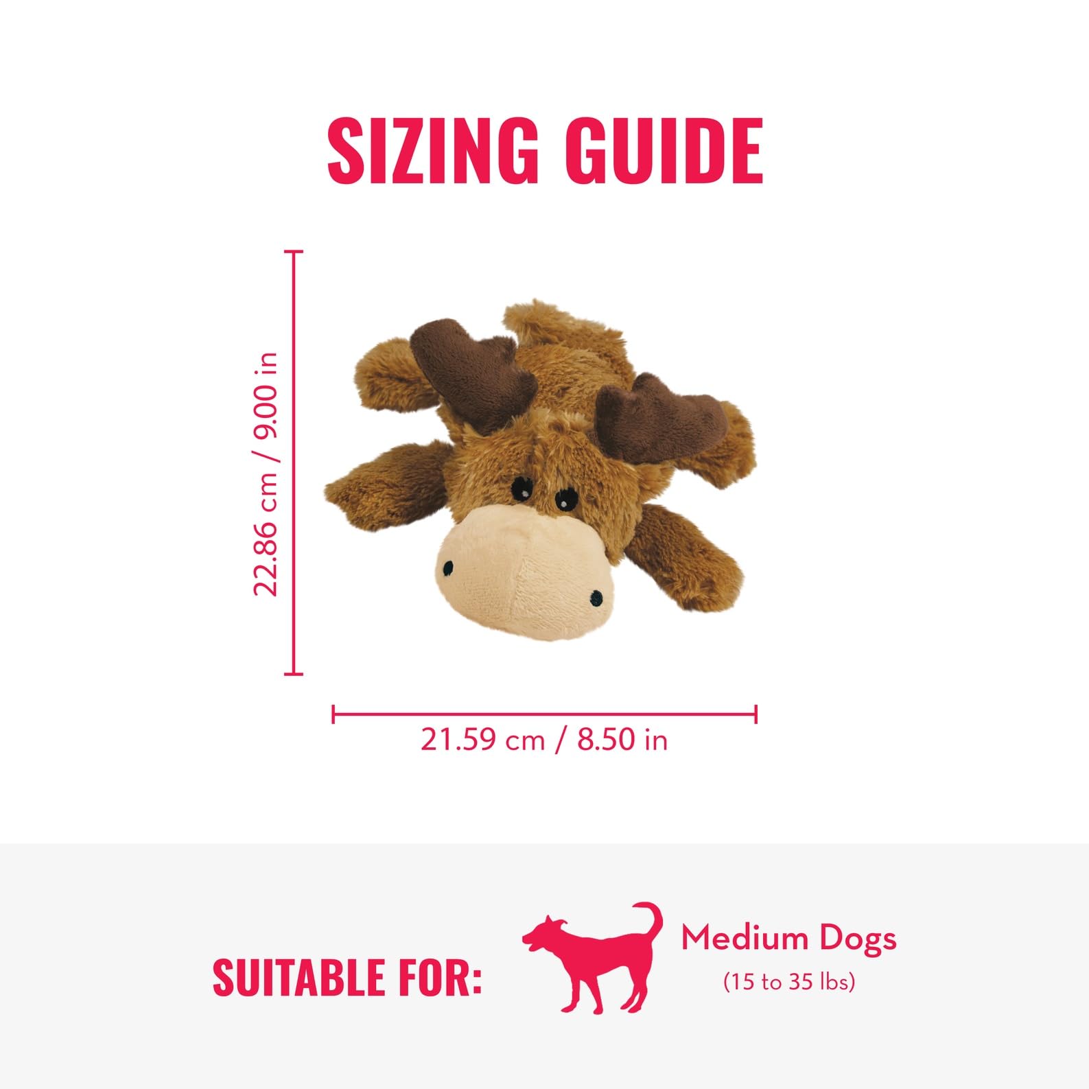 KONG Cozie Marvin Moose squeaker in action to encourage interactive play