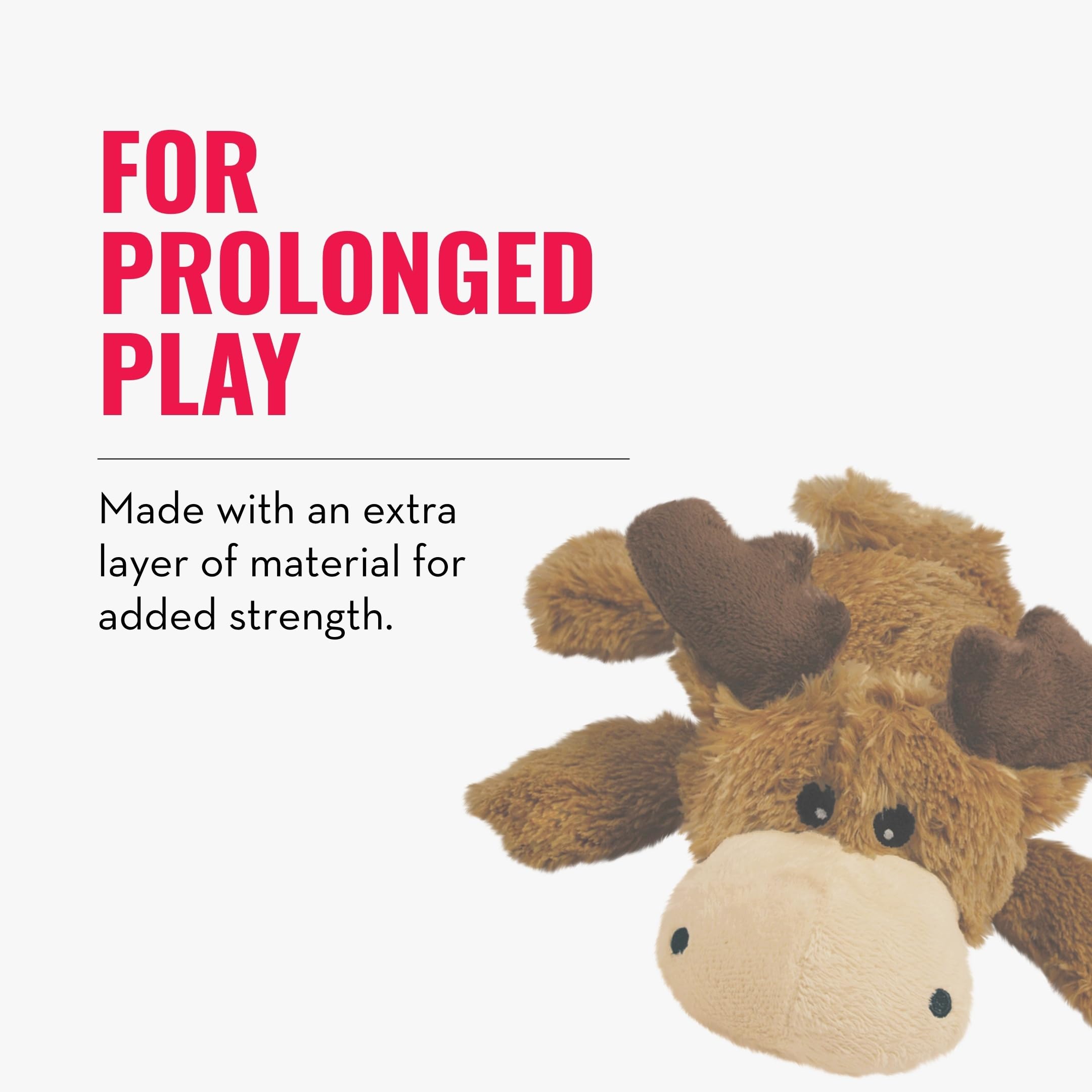 KONG Cozie Marvin Moose XL plush-fur texture enhances comfort during lounge time.