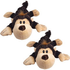 KONG Cozie plush dog toy 2-pack with soft fabric for gentle chewing and cuddling.