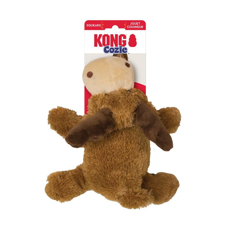KONG Cozie plush dog toy with squeaker for engaging playtime.