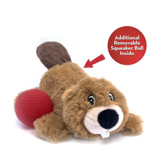 KONG Cozie Pocketz Beaver Small crinkle-body closeup, showcasing textured crinkle for extra engagement.