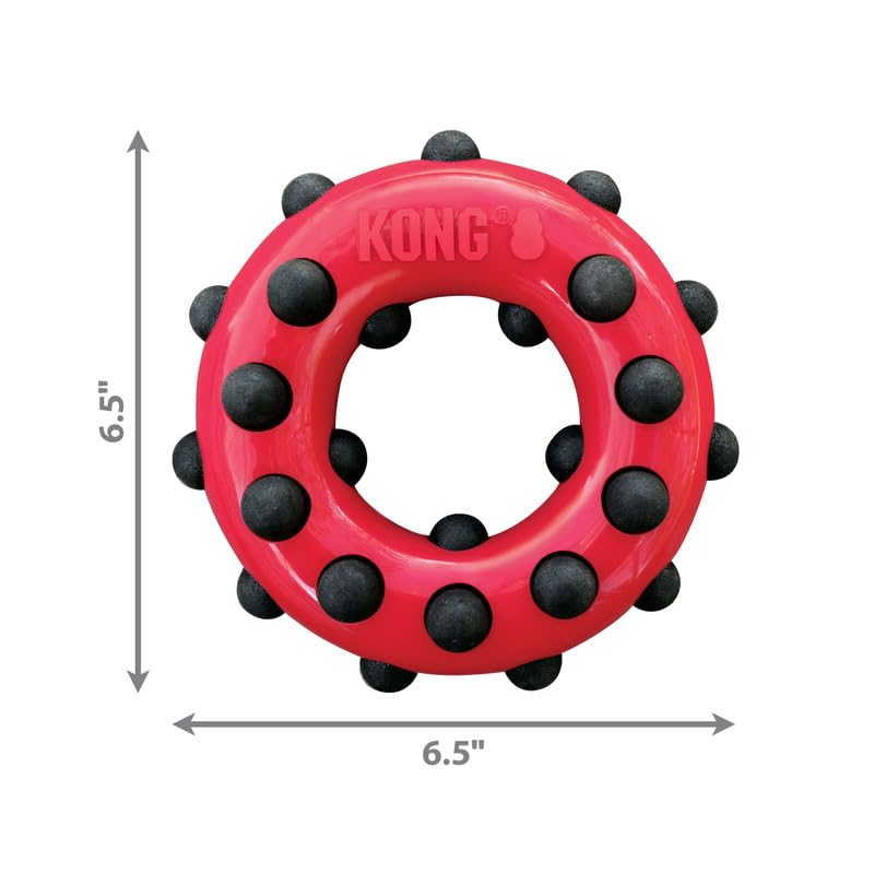 KONG Dotz Circle Dog Toy Large closeup textures highlighting nubs for teeth and gums